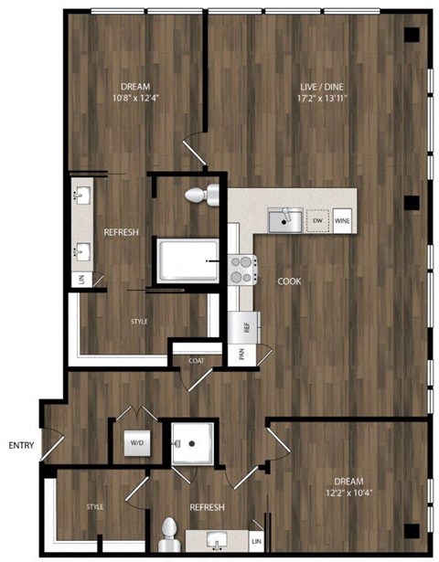 Portland Astoria Apartments in Portland, Oregon B9 Floor Plan